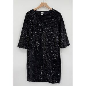 Chicos Dress Small 4/6 Black Sequin Party Wedding Cruise Formal Evening NEW